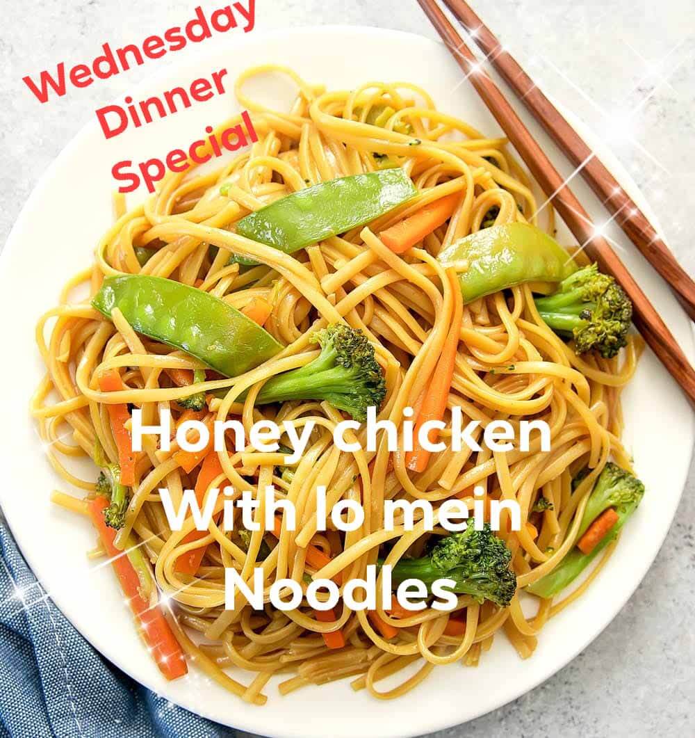 Photo of Honey Chicken with Lo Mein Noodles